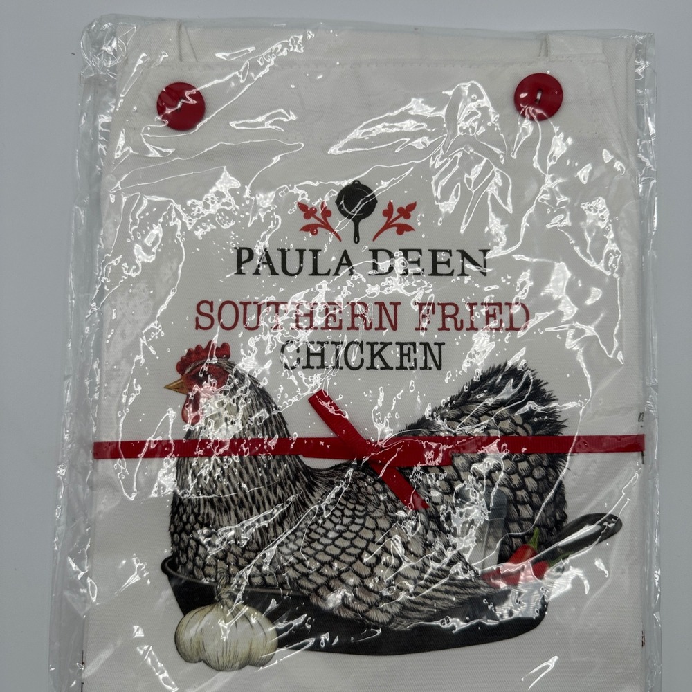 Paula Deen Southern Fried Chicken Recipe Apron Two Pockets NEW - Picture 3 of 5
